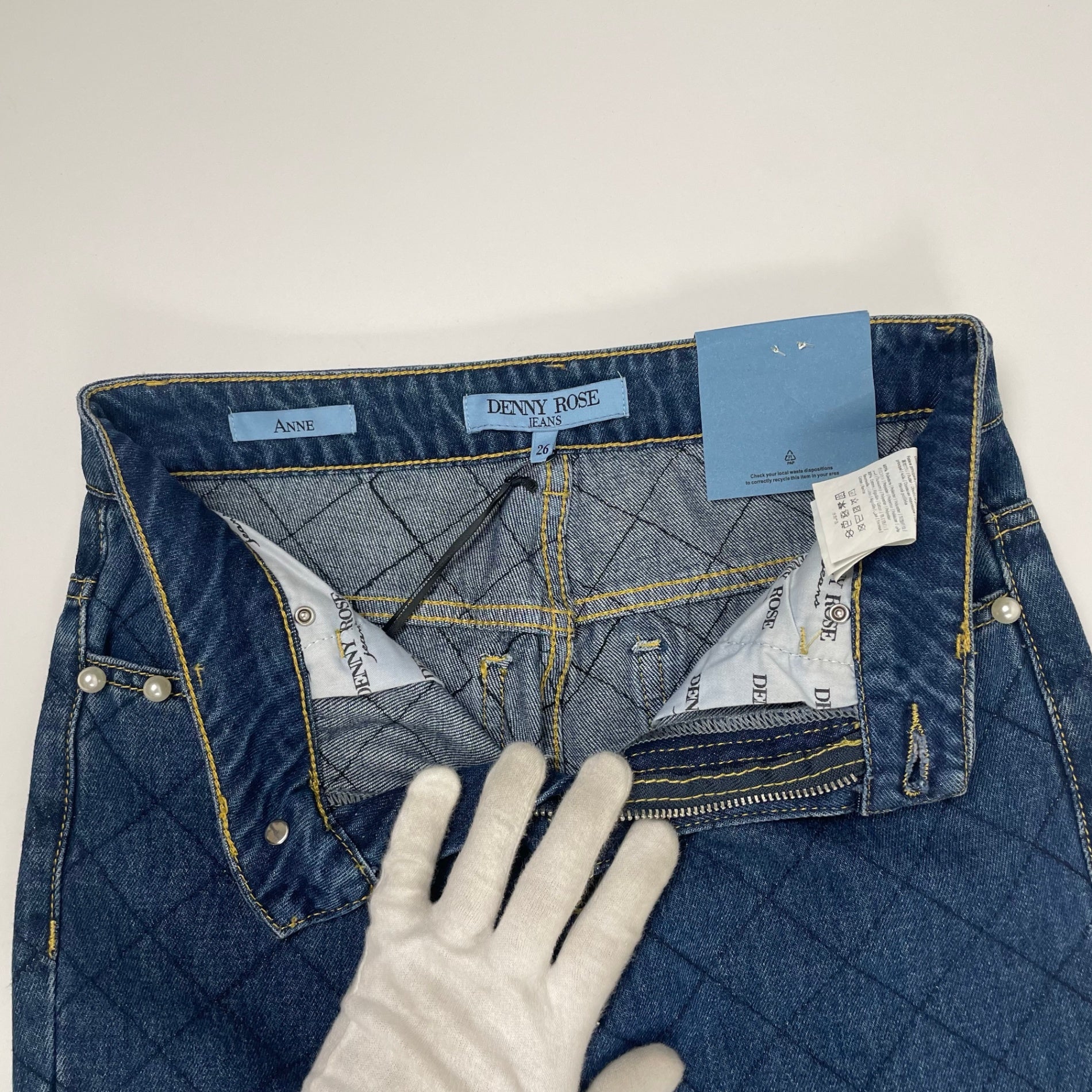 DENNY ROSE / 格子柄Fパールデニム 参考定価：32,000+tax 未使用品 SIZE:26
