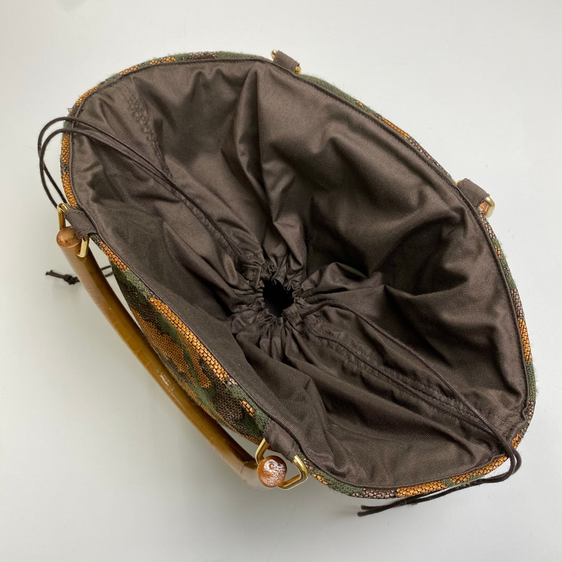 caterina bertini カテリーナ・ベルティーニ / ウッドハンドル ハンドバッグ ジャガード生地 TOMORROW LAND取扱い