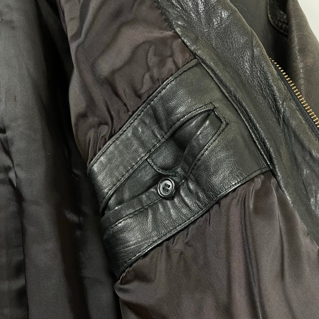 VINTAGE ヴィンテージ / レザーライダースジャケット 短丈 茶芯 SIZE:L