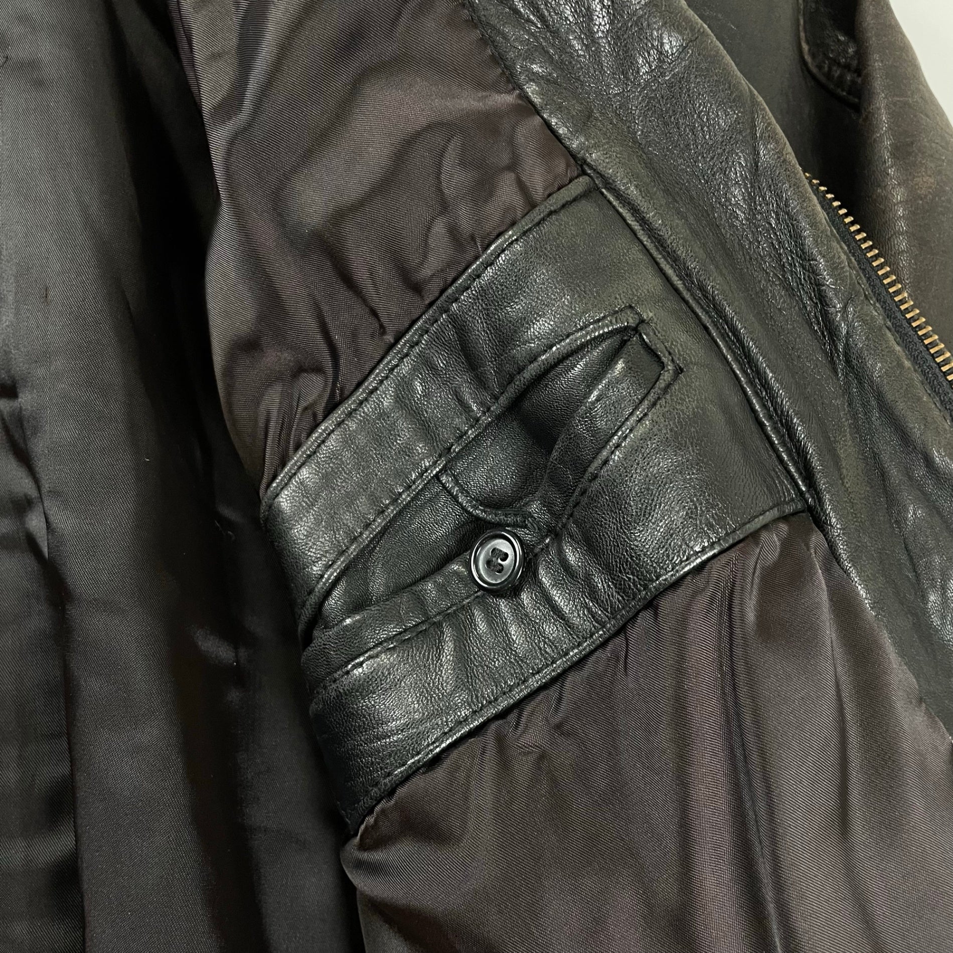 VINTAGE ヴィンテージ / レザーライダースジャケット 短丈 茶芯 SIZE:L