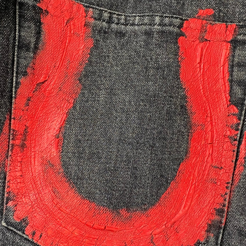 ARCHIVE John Galliano ジョン ガリアーノ / 馬蹄ペイント デニムパンツ スウェードロゴ SIZE:44（W80cm）