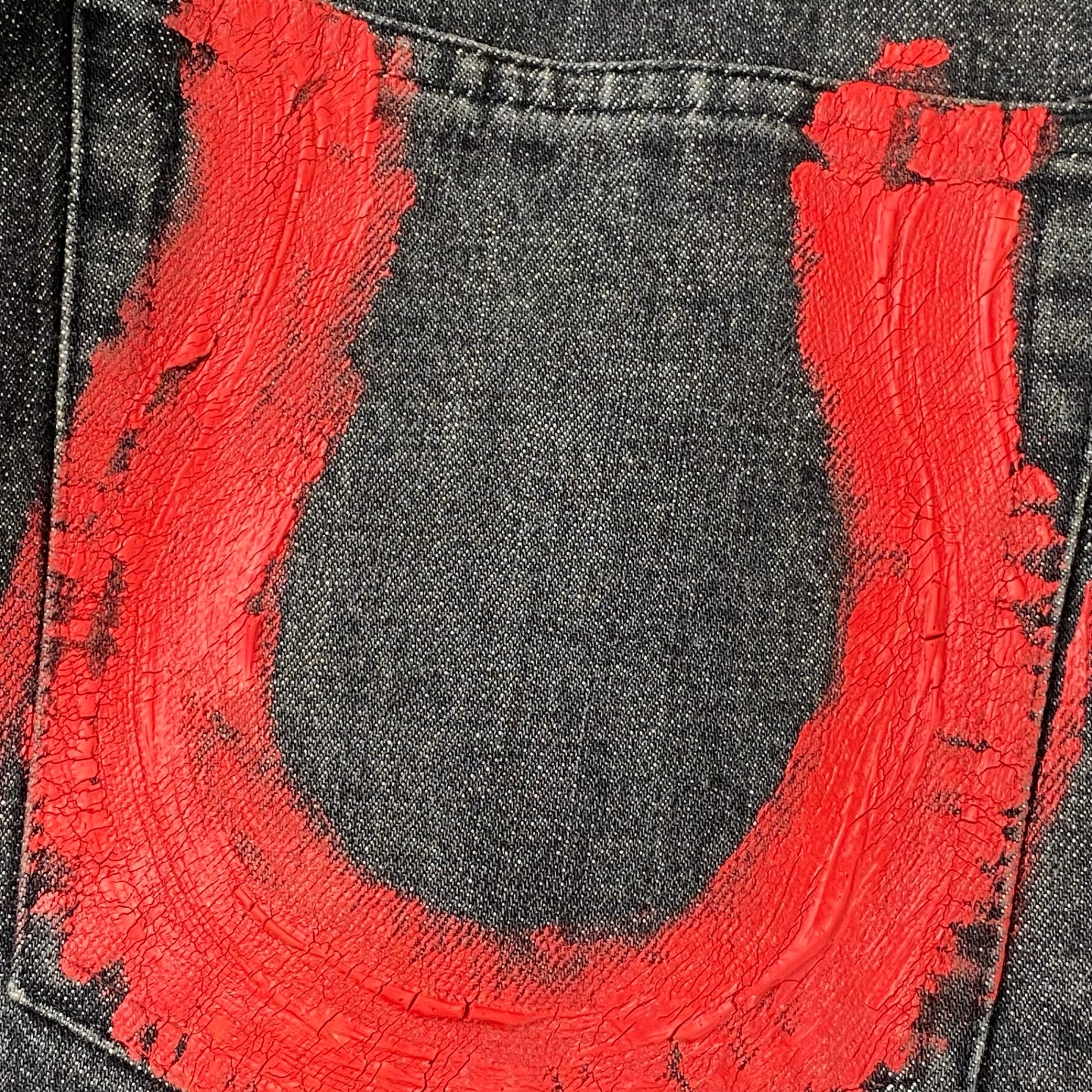 ARCHIVE John Galliano ジョン ガリアーノ / 馬蹄ペイント デニムパンツ スウェードロゴ SIZE:44（W80cm）