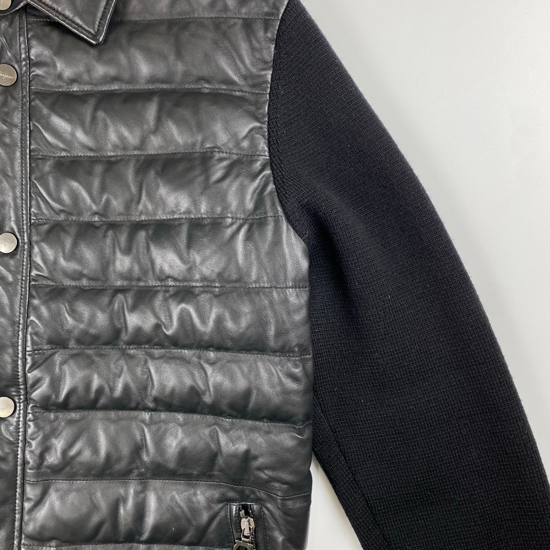 Salvatore Ferragamo サルバトーレ フェラガモ / レザー×ニット ジャケット ガンチーニ SIZE：M