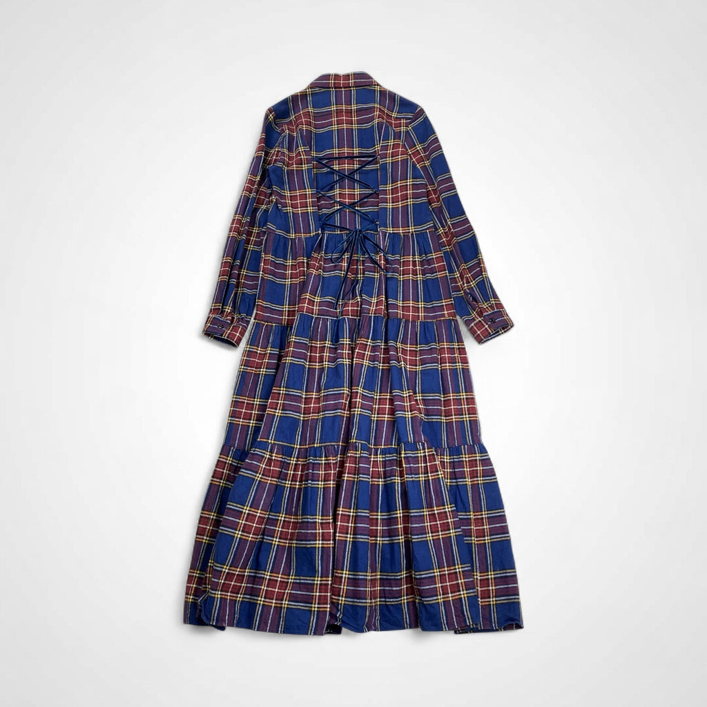 MILK ミルク / チェック 背面編み上げ フランネル シャツワンピース 参考定価：30,000程度 SIZE：FREE