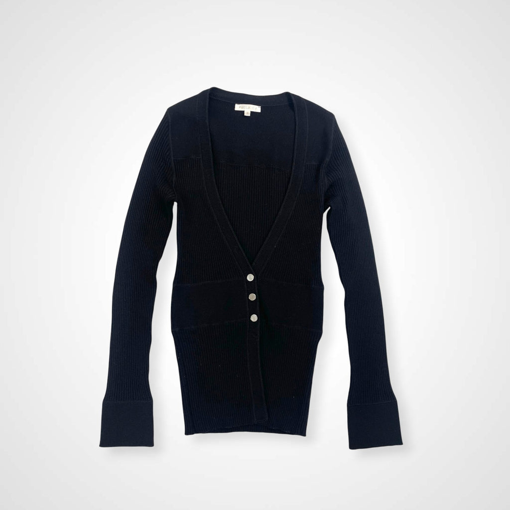 PAULE KA ポール カ / リブニットタイトカーディガン メリノウール ブラック 参考定価：50,000程度 SIZE:S