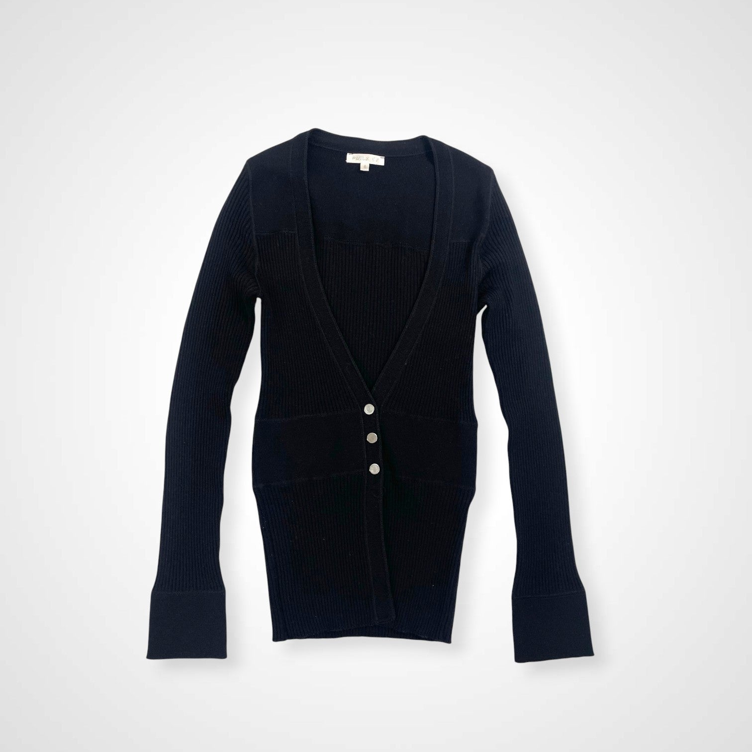 PAULE KA ポール カ / リブニットタイトカーディガン メリノウール ブラック 参考定価：50,000程度 SIZE:S