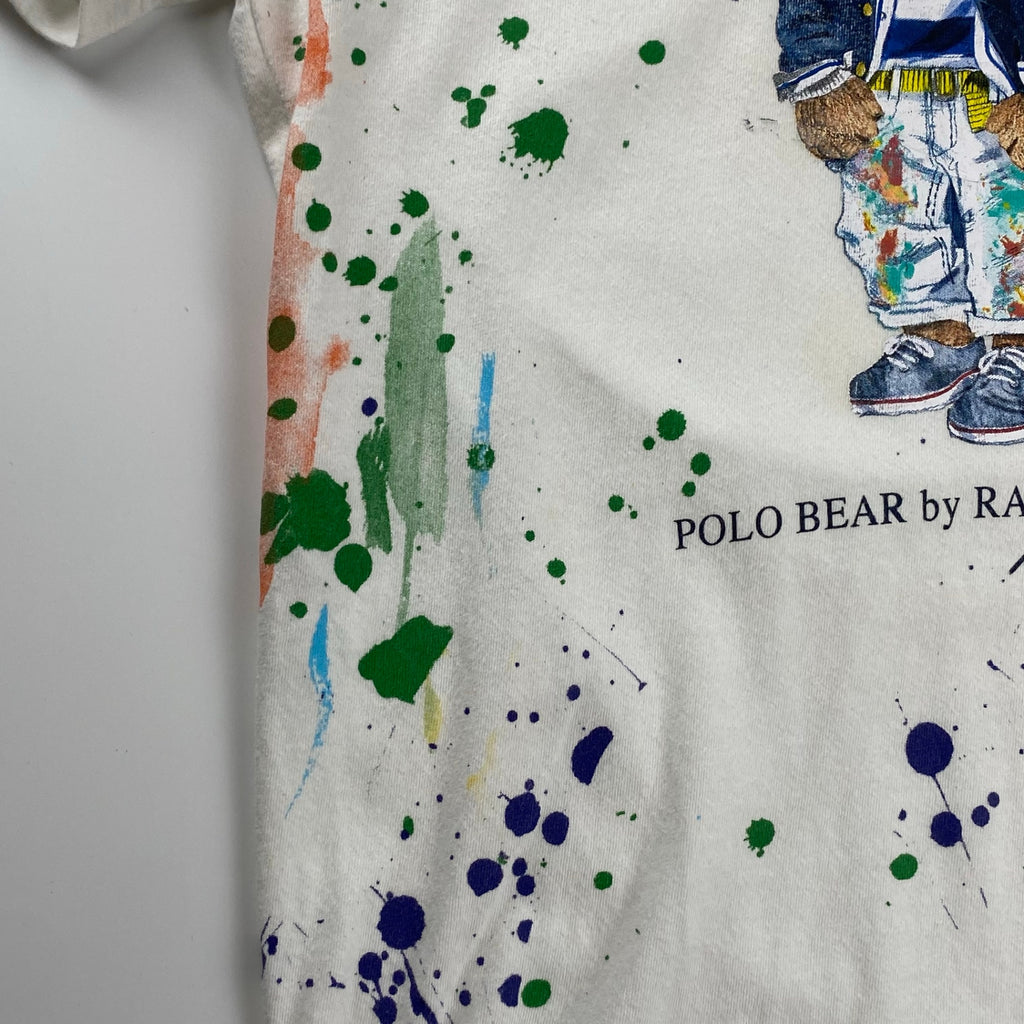 POLO RALPH LAUREN ポロ ラルフローレン / ポロベア ペンキ加工  Tシャツ 筆記体ロゴ レアデザイン SIZE:S