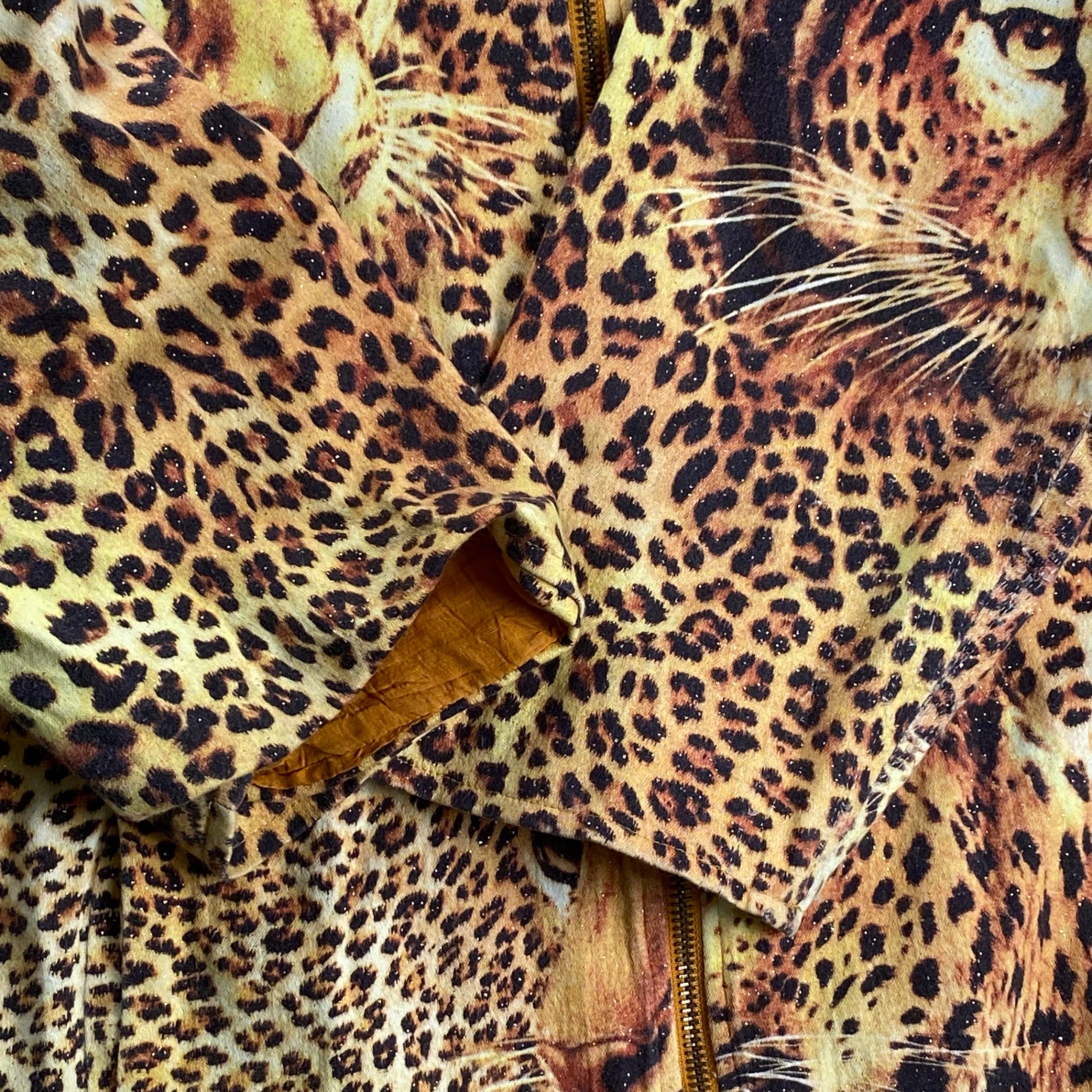 ジャーマンデザイナーズ 古着 marque noire / ヒョウ柄 ビッグシルエット ジッアップジャケット ドイツ ジャーマン SIZE：XL程度