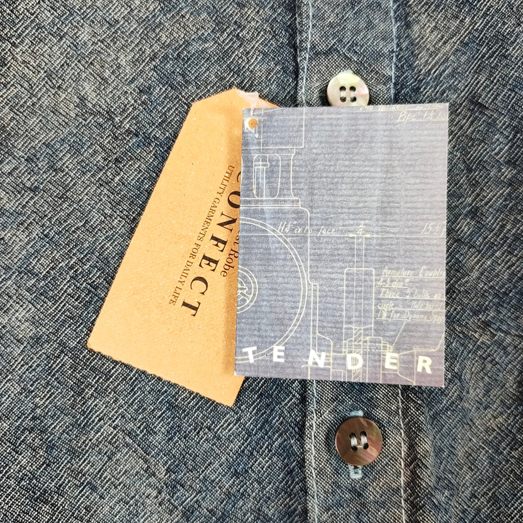 TENDER / Bound Hem Split Tail Shirt インディゴ 参考定価：42,000+tax SIZE:4