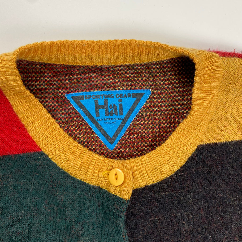 HAI sporting gear ハイ スポーティングギア / VINTAGE ブロックチェック クルーネックニットカーディガン SIZE:S程度