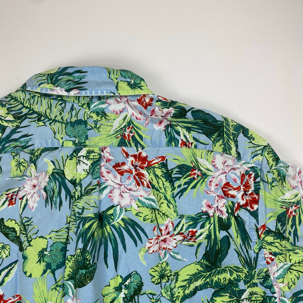 RALPH LAUREN ラルフローレン / ボタニカル アロハシャツ ボタンダウン コットン100％ SLIM FIT SIZE：XL
