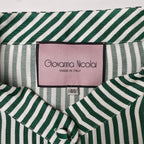 Giovanna Nicolai ジョバンナ ニコライ / ストライプフレアスリーブワンピース ホワイト×グリーン 参考定価：80,000程度 SIZE:40