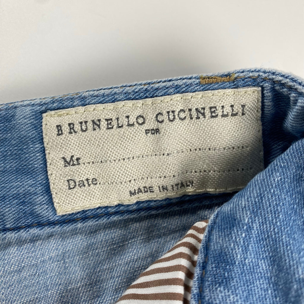 BRUNELLO CUCINELLI ブルネロ クチネリ / エンブレム刺繍 デニムパンツ LEISURE FIT  MADE IN ITALY 参考定価：130,000程度 SIZE:48(M程度)