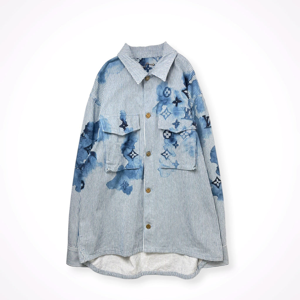 LOUIS VUITTON / 21SS ストライプモノグラムワーク デニムジャケット ヴァージルアブロー SIZE:XL