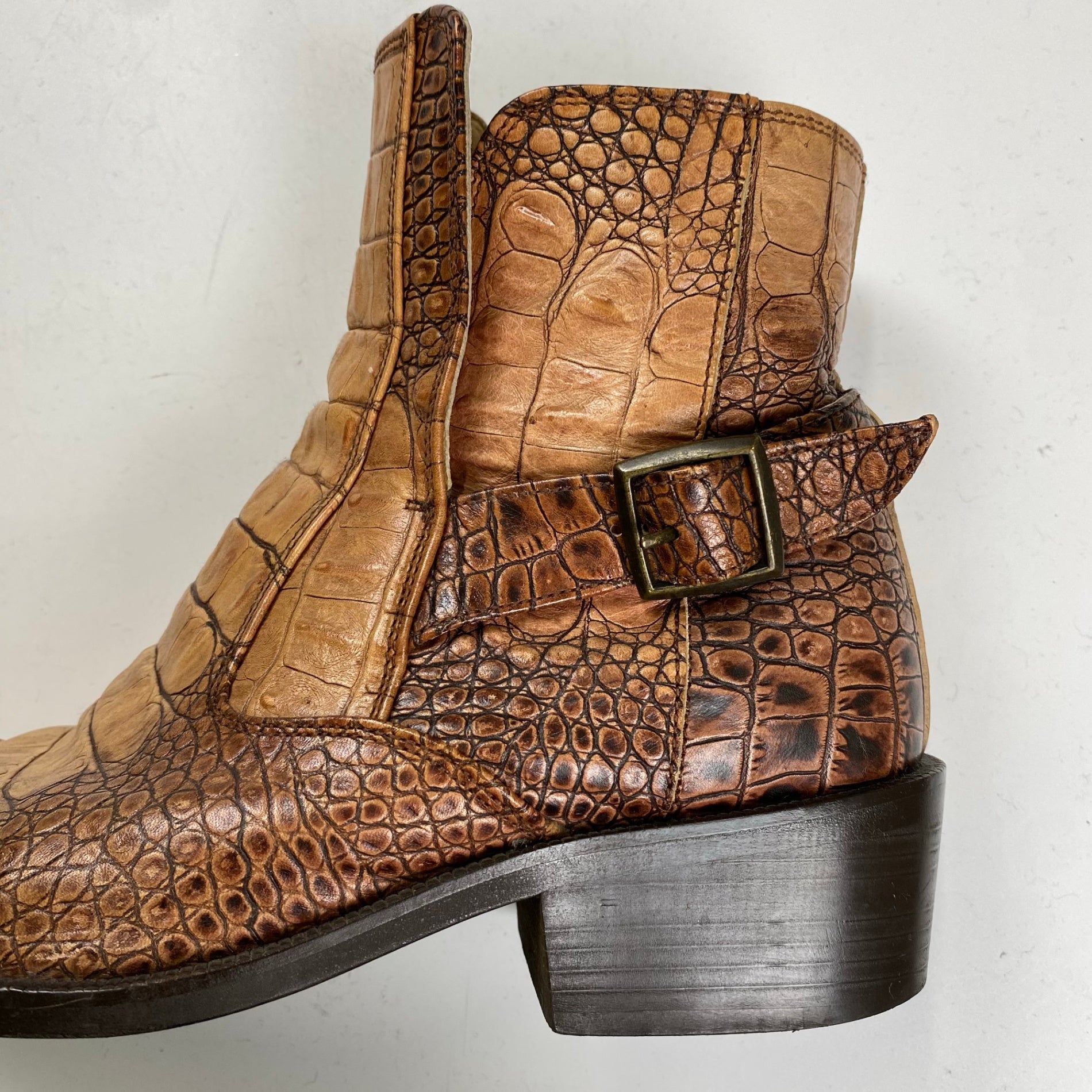 TORNADO MART トルネードマート / クロコ型押し レザーブーツ ブラウン SIZE:S(25-25.5cm程度)