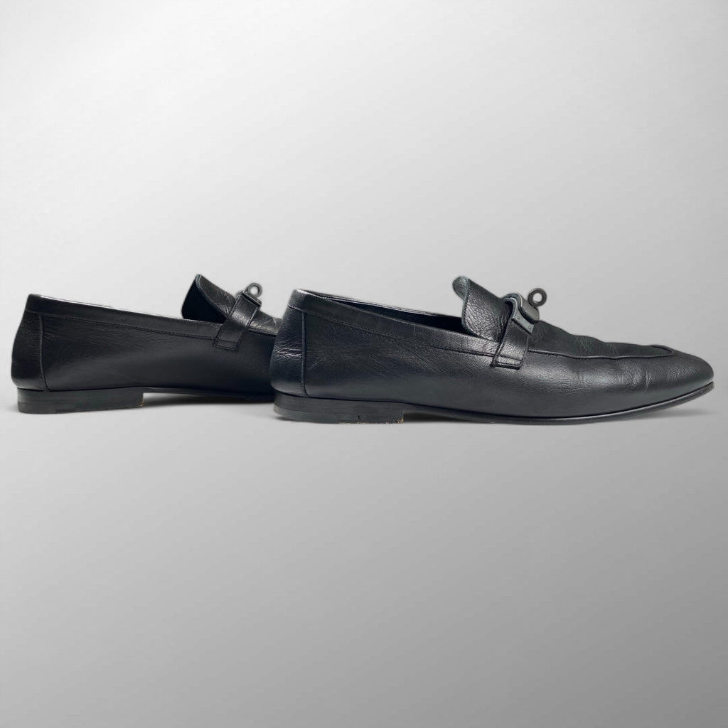 HERMES エルメス / ケリー バックル ローファー オールブラック SIZE:42 1/2(27cm程度)