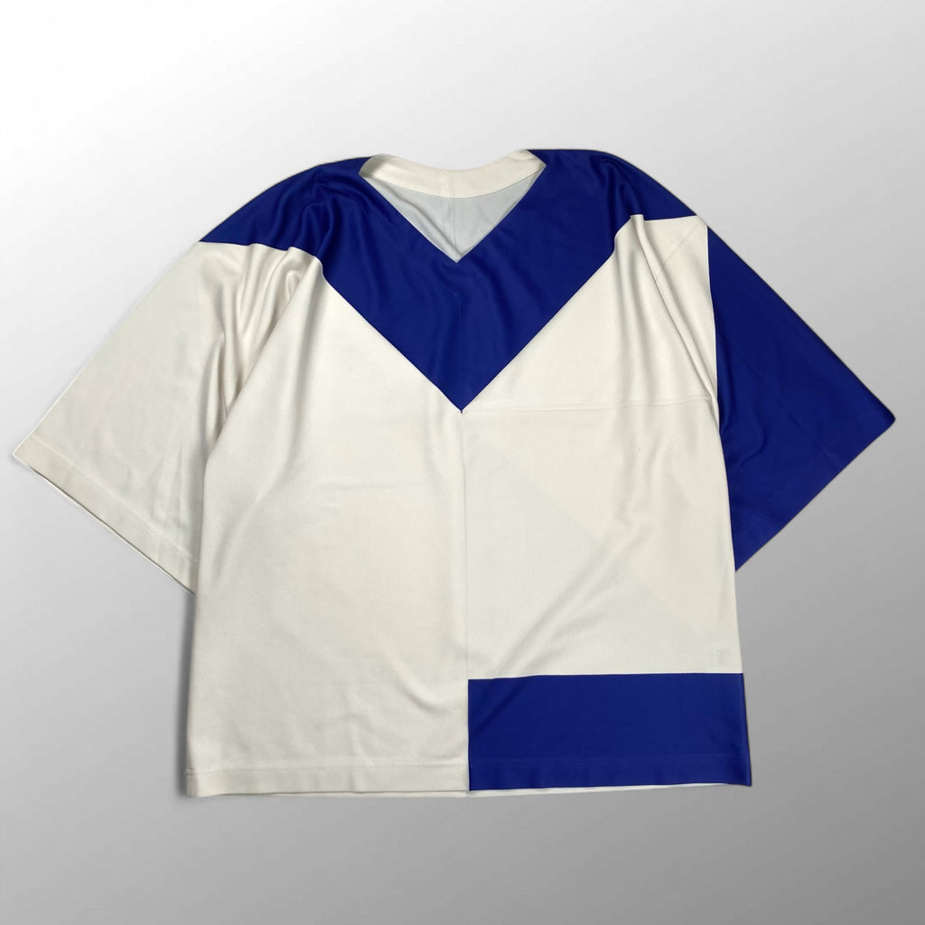 IM MEN アイムメン / GEOMETRY JERSEY STITCH 幾何学柄 カットソー Tシャツ ホワイト×ブルー SIZE:3