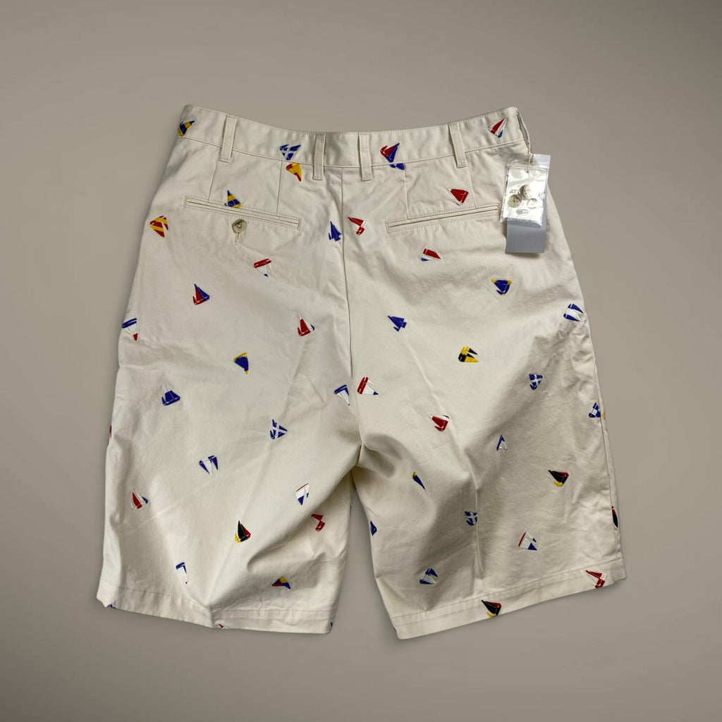【未使用】 BEAMS PLUS ビームスプラス / 2 Pleats Shorts Embroidery On Print 5ポケット 2タック ハーフパンツ 参考定価：30,000+tax SIZE:L