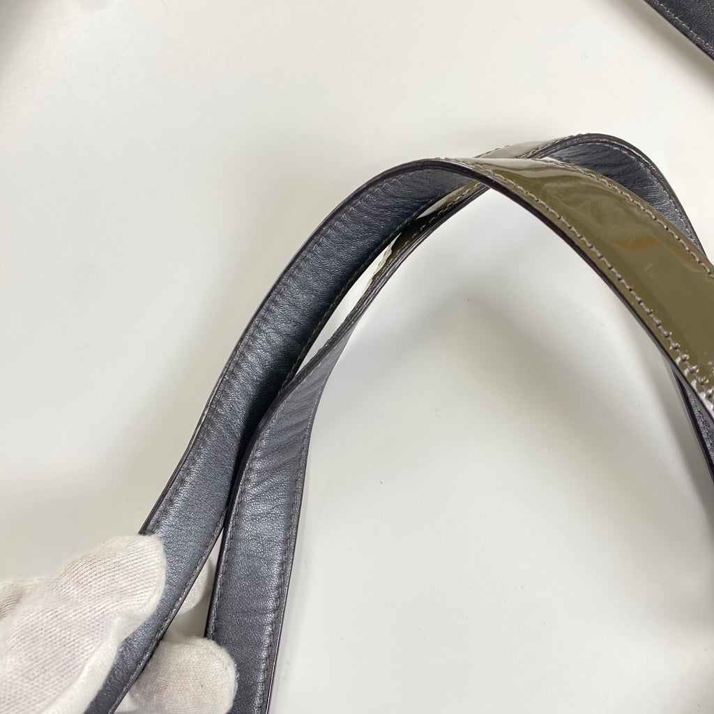 COACH コーチ / パテントレザー 2WAY トートバッグ ショルダーバッグ シグネチャーロゴ F18753 カーキ