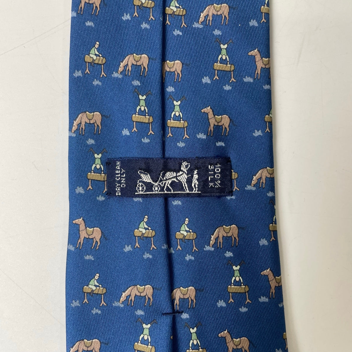 HERMES / 乗馬×体操選手柄 シルクネクタイ 7861