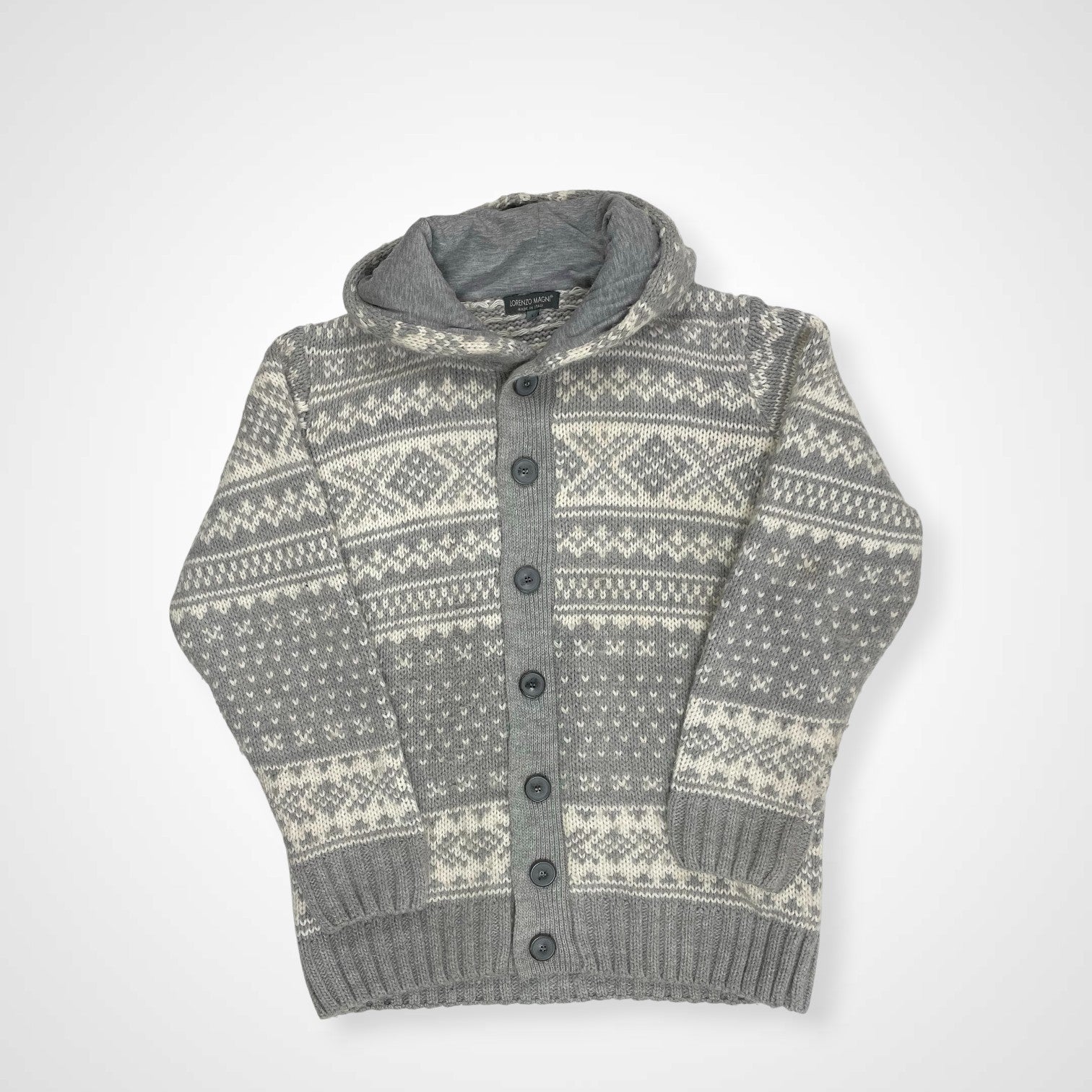 LORENZO MAGNI ロレンツォ マグニ / ノルディックニットパーカー イタリア製 参考定価：26,000程度 SIZE:L