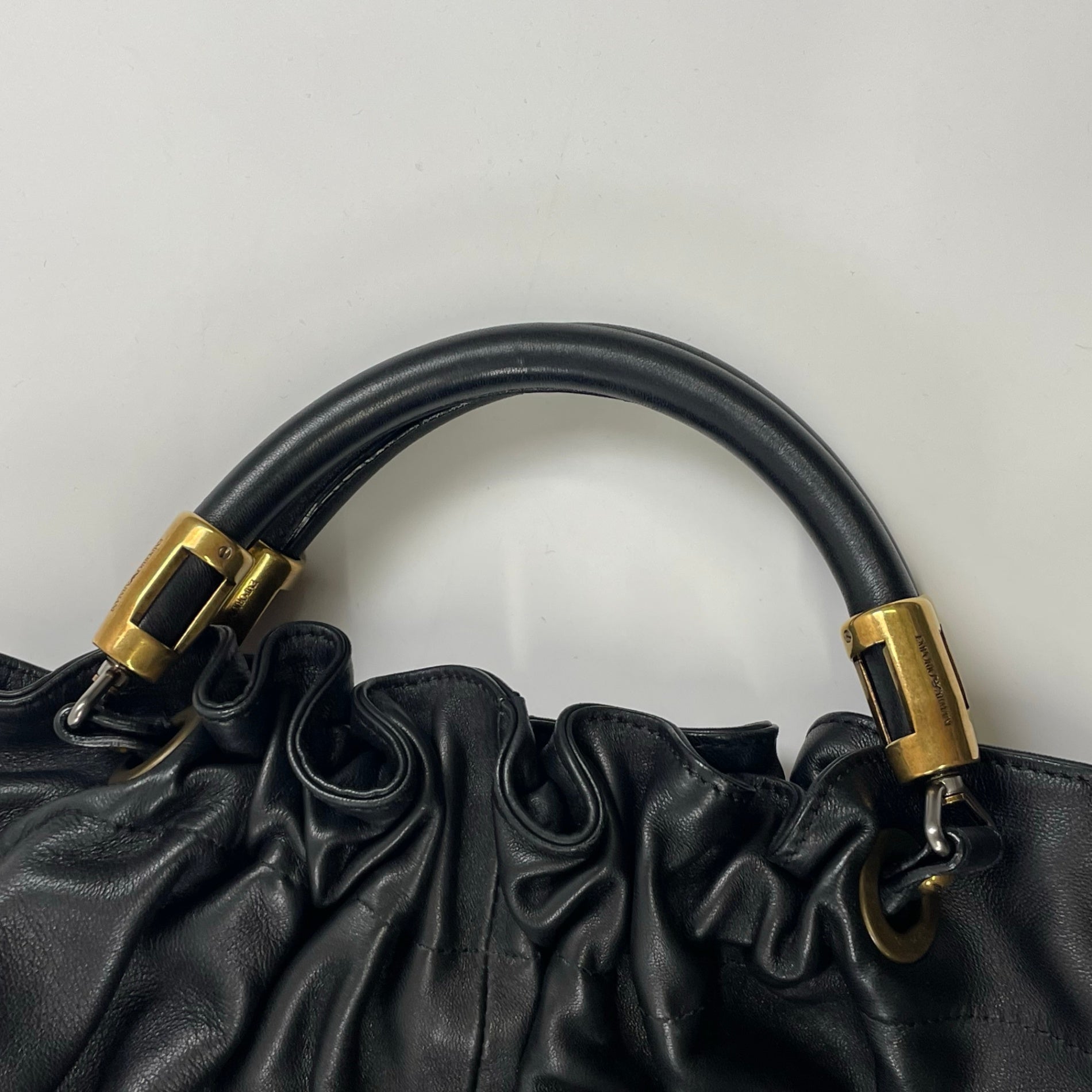EMPORIO ARMANI / レザーボールハンドバッグ 参考定価：120,000程度