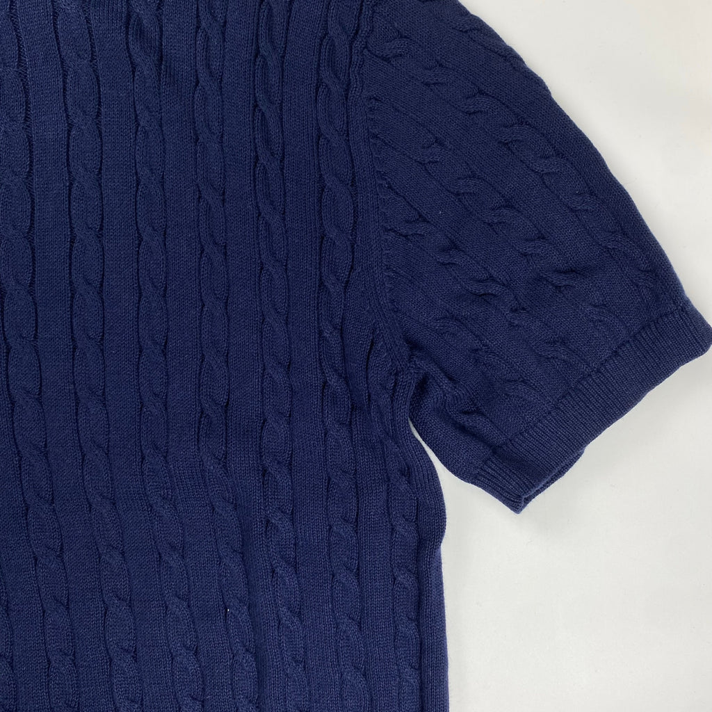 BEAMS PLUS ビームスプラス / Knit Polo Cable ニット ポロシャツ ネイビー 参考定価：15,000+tax SIZE：XL