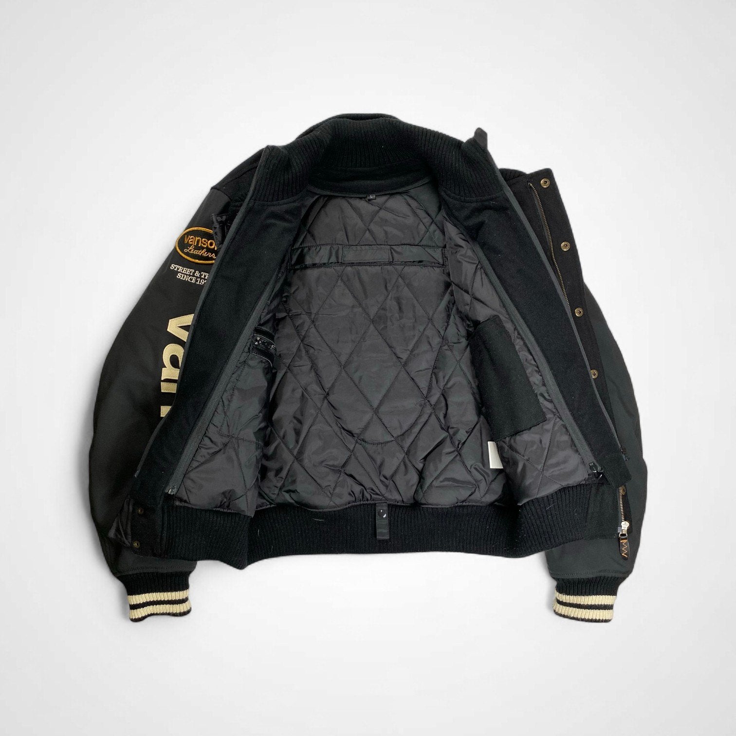 vanson バンソン / アワードジャケット スタジャン ブラック トランプワッペン SIZE:L