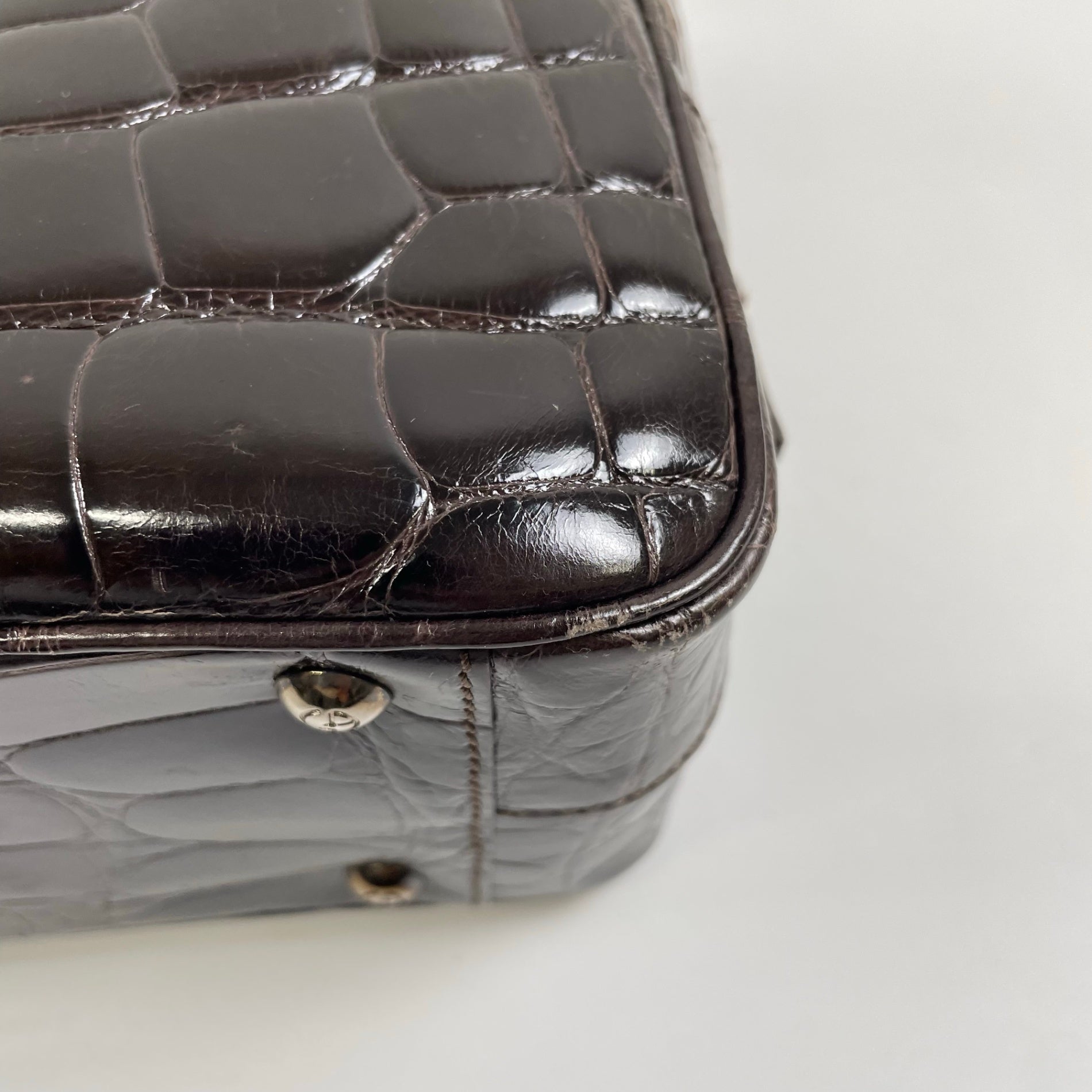 GIORGIO ARMANI / 90-00s ヴィンテージ クロコ型押しハンドバッグ 参考定価：400,000程度