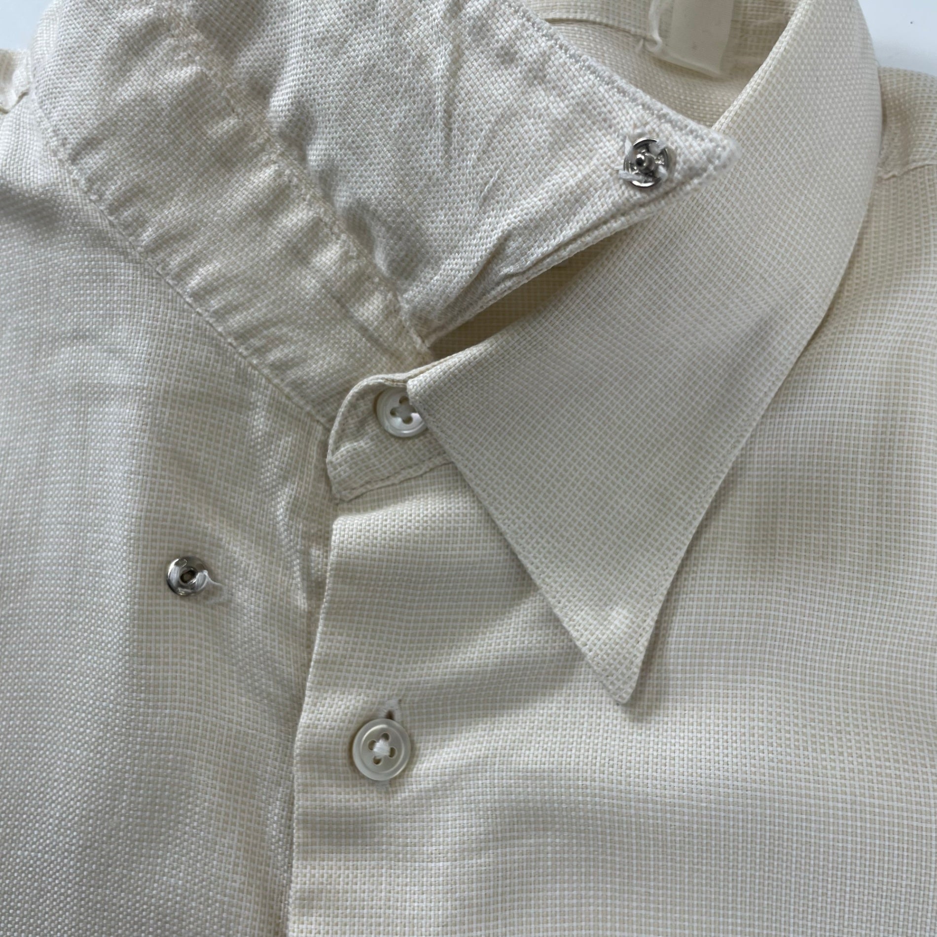 GIORGIO ARMANI LE COLLEZIONI ジョルジオアルマーニ / 80s ヴィンテージシャツ ホワイト×ベージュ SIZE：15 1/2