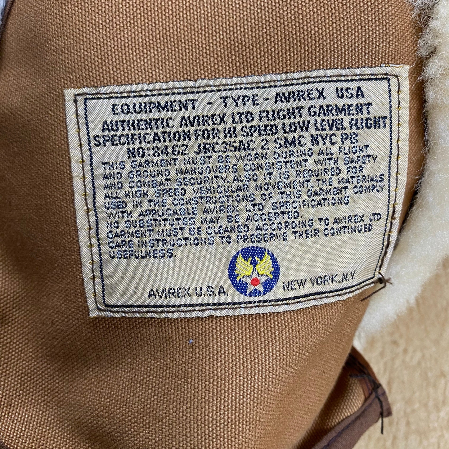 AVIREX アヴィレックス / B-3ムートンジャケット 革パッチ 78年復刻 SCOVILLジッパー 硬化なし SIZE：40