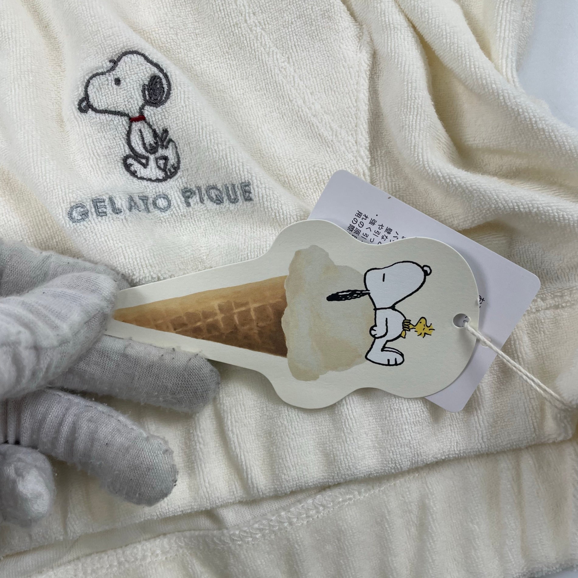 PEANUTS × GELATO PIQUE / 耳付きスヌーピーパイルパーカー タグ付 SIZE：M