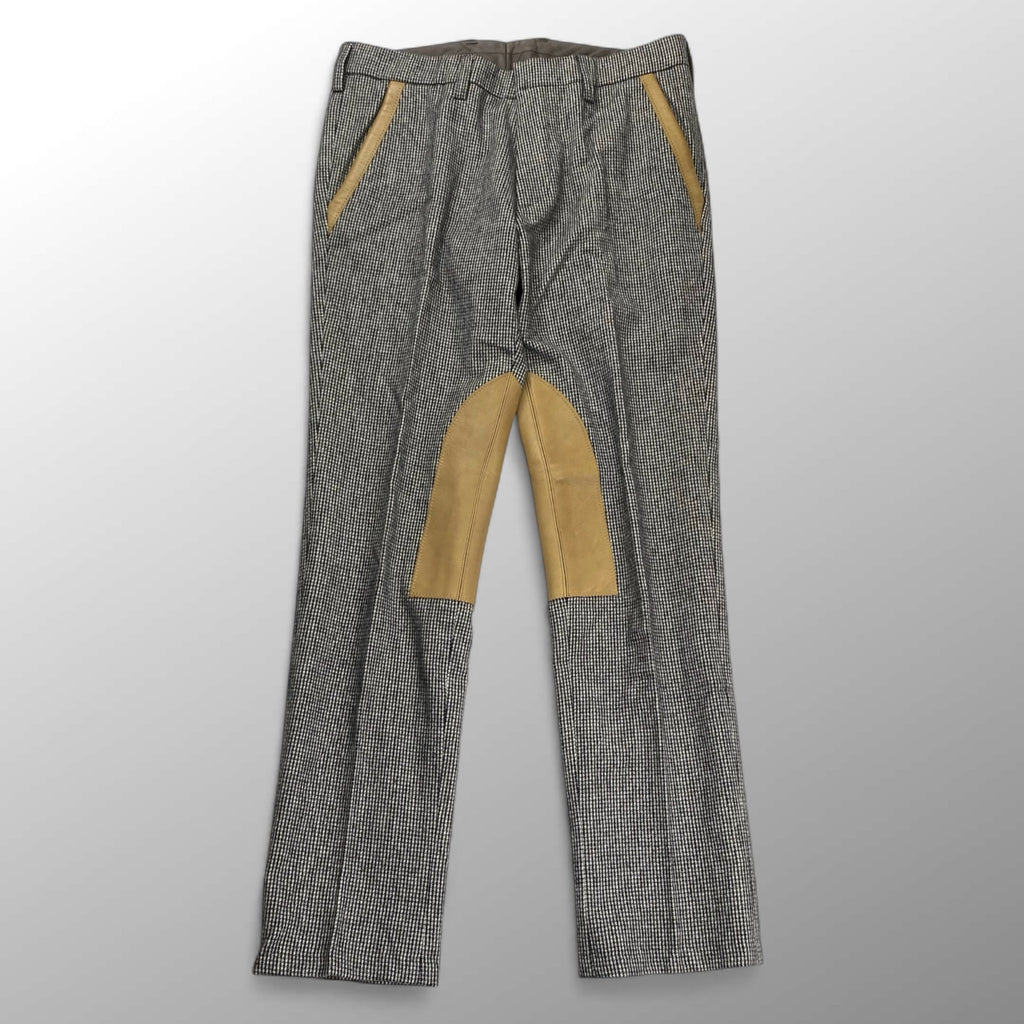 14AW kolor カラー / レザー切替 スラックス ハウンドトゥース グレー SIZE：1