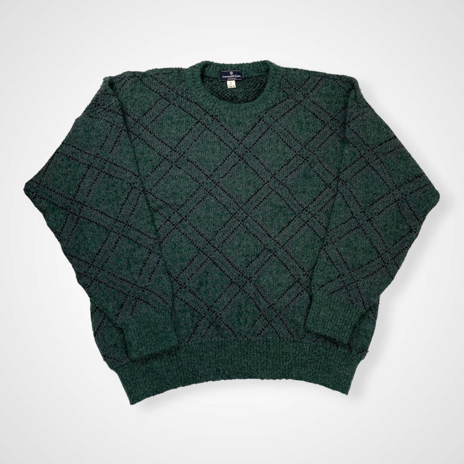 Euro Vintage ユーロヴィンテージ / ヴィンテージ モヘヤMIX アーガイルニット MADE IN ITALY SIZE：50