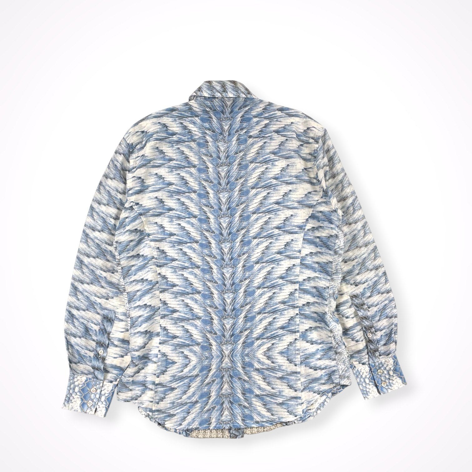 roberto cavalli / パイソン＆フェザー柄切替シャツ 参考定価：100,000程度 SIZE:48
