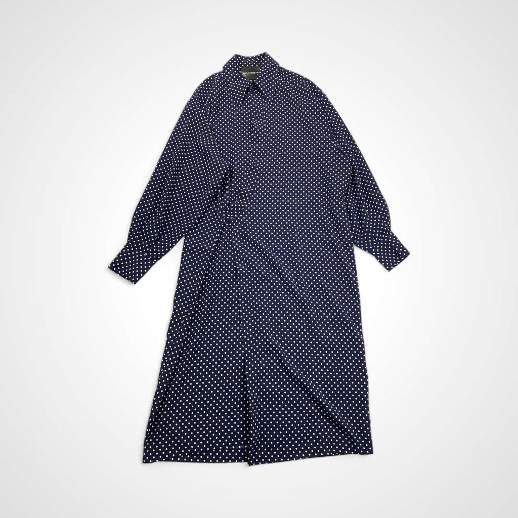 ERIKA CAVALLINI エリカ カヴァリーニ / ドット柄 2WAYシャツワンピース ネイビー 参考定価：50,000程度 SIZE:42