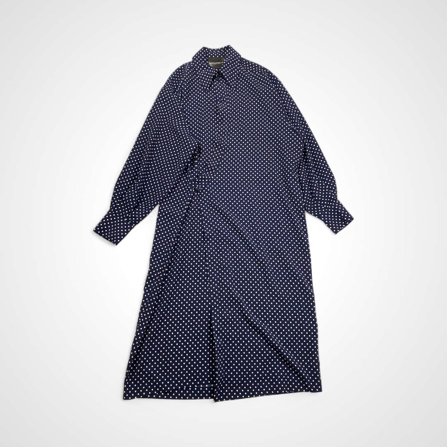 ERIKA CAVALLINI エリカ カヴァリーニ / ドット柄 2WAYシャツワンピース ネイビー 参考定価：50,000程度 SIZE:42