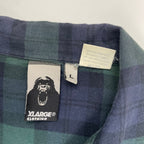 XLARGE エックスラージ / 旧タグ オープンカラーネルシャツ ブラックウォッチ SIZE：L