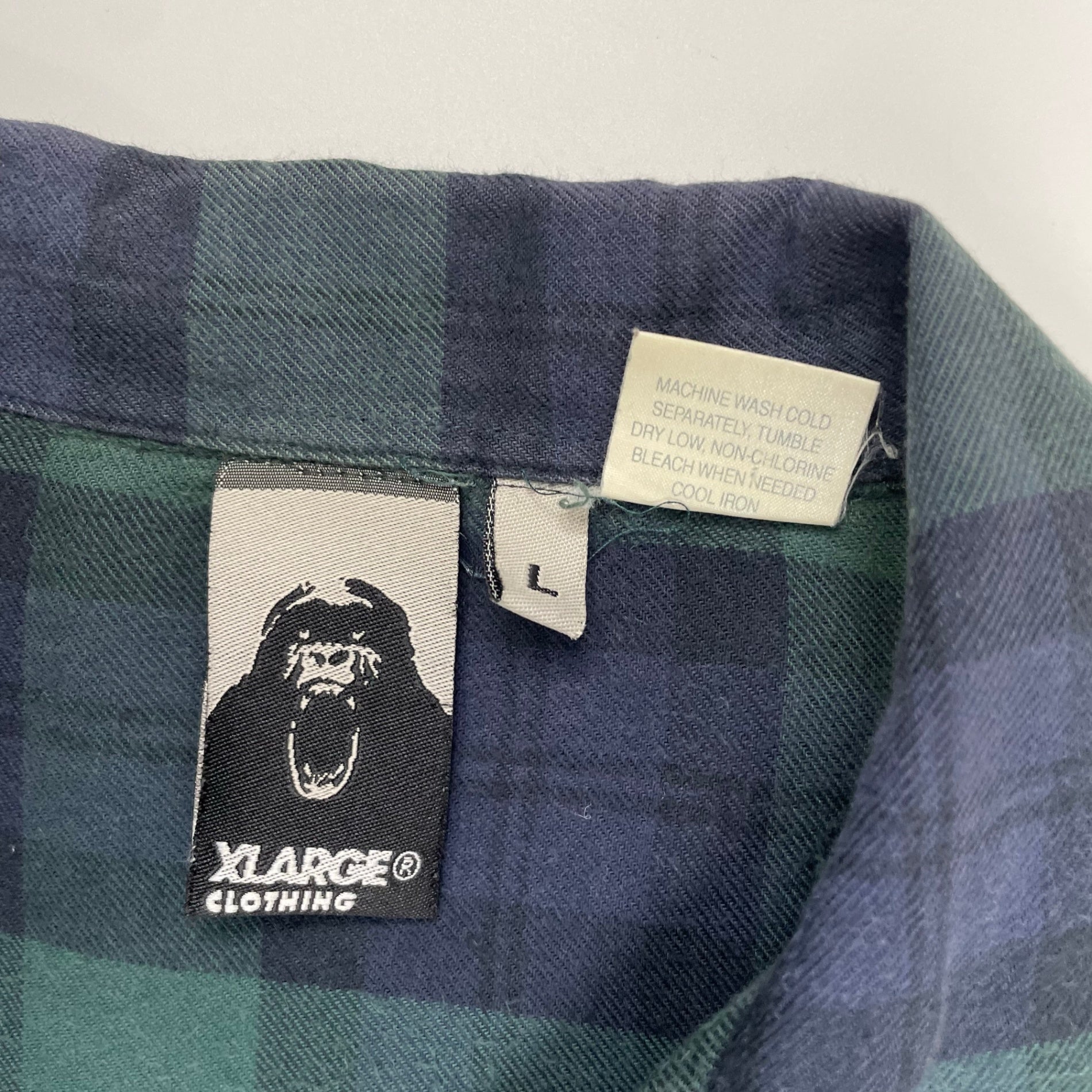 XLARGE エックスラージ / 旧タグ オープンカラーネルシャツ ブラックウォッチ SIZE：L