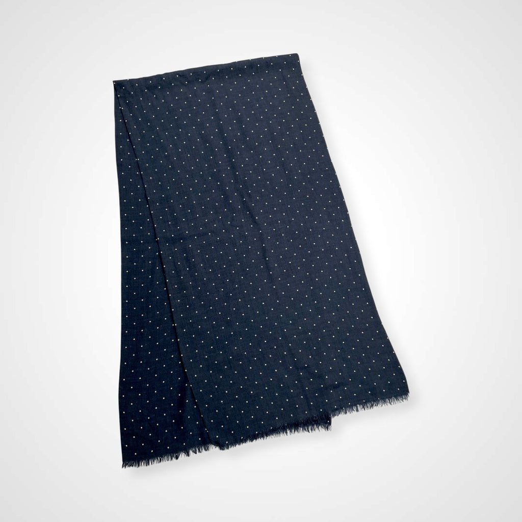 DRAKE'S ドレイクス / polka dot stall ウール×シルク ネイビー SIZE:167×44