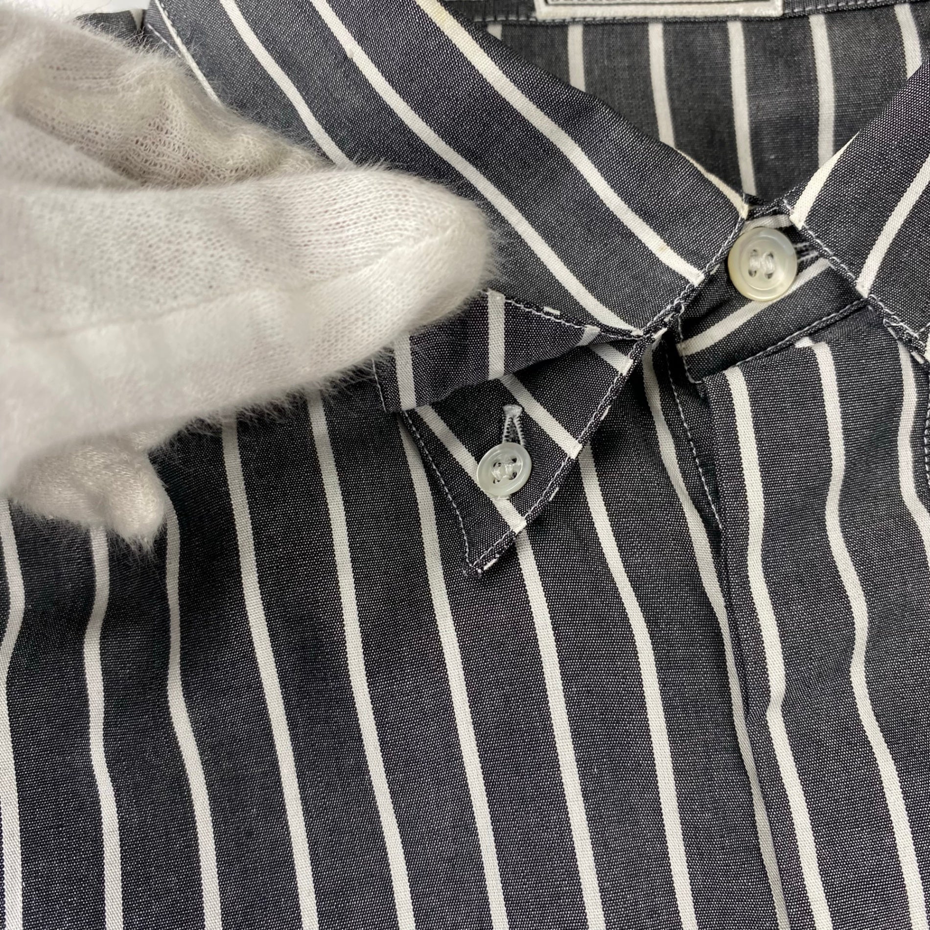 V2 BY VERSACE ベルサーチ ベルサーチェ ヴィンテージ / ストライプ シャツ ボタンダウン ビッグシルエット SIZE：M（XL程度）