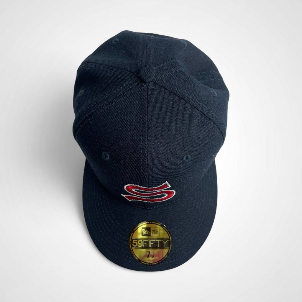 Stussy × Newera ステューシー ニューエラ / Sロゴ Wネーム キャップ レッド×ネイビー 極美品