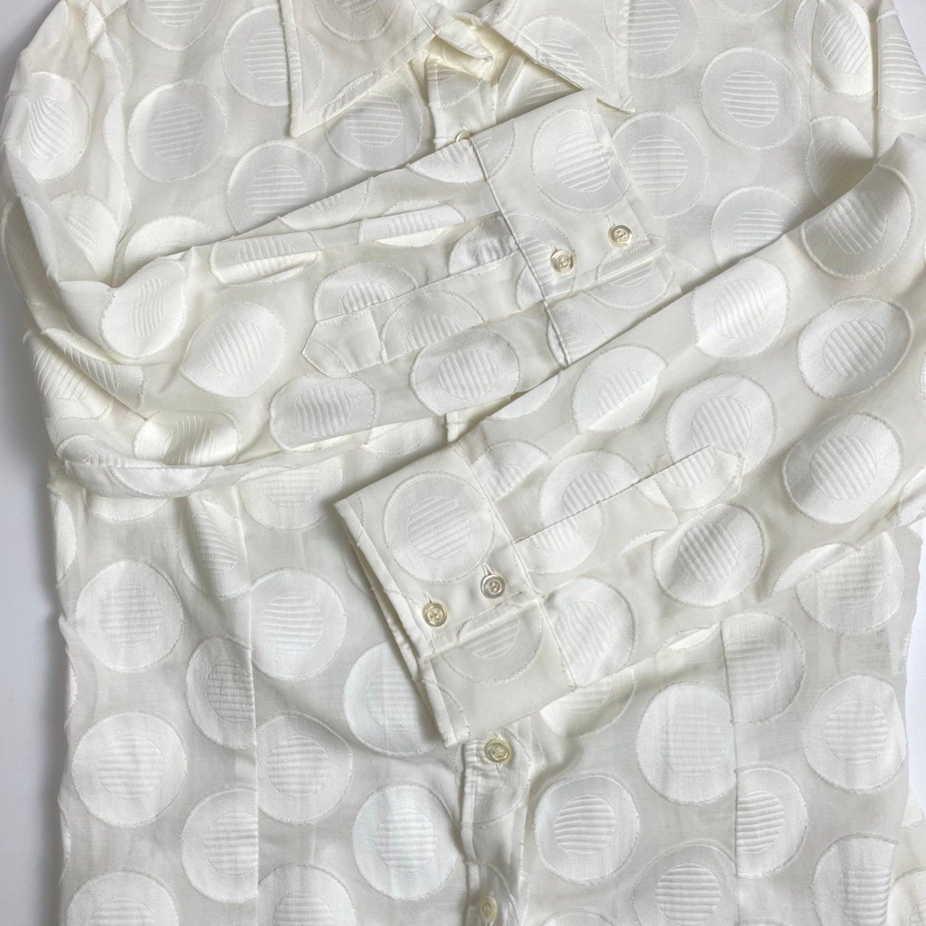 lculson ラクルソン / サークルジャガードシャツ ホワイト MADE IN ITALY SIZE：44