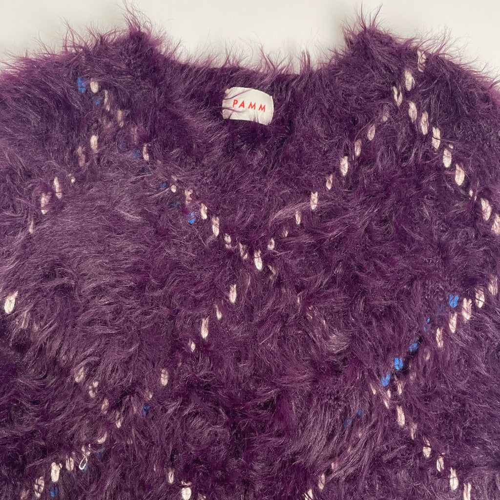 PAMM パム / けものがれのシャギーニットベスト パープル アーガイル SIZE:FREE