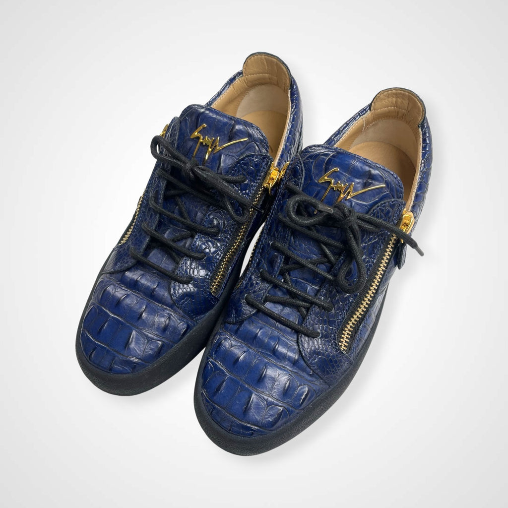 GIUSEPPE ZANOTTI ジュゼッペ ザノッティ / クロコ型押しスニーカー ネイビー 美品 参考定価：90,000程度 SIZE:43