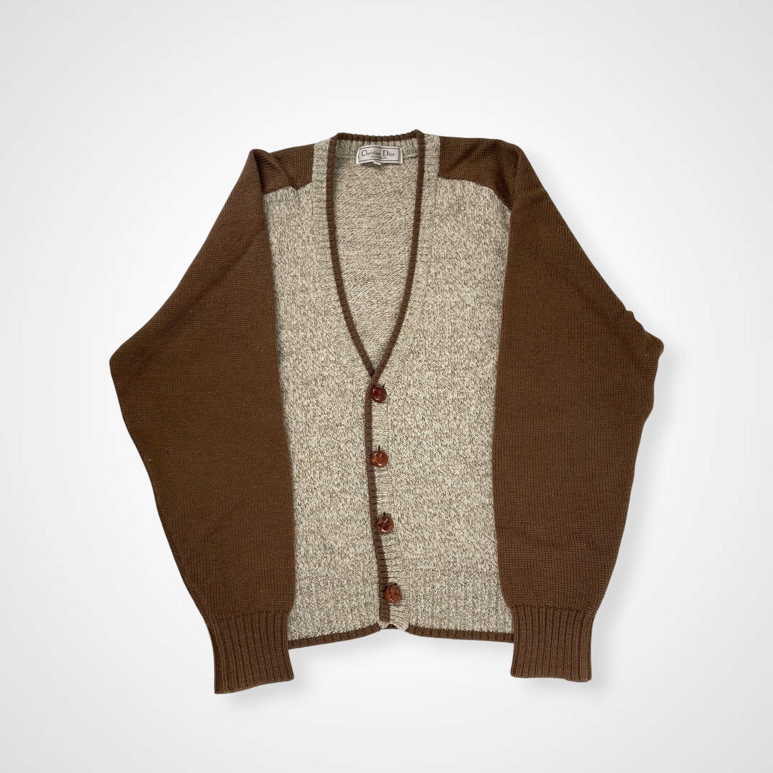 Christian Dior MONSIEUR クリスチャンディオール ムッシュ / 2トーンヴィンテージカーディガン ベージュ×ブラウン SIZE:L