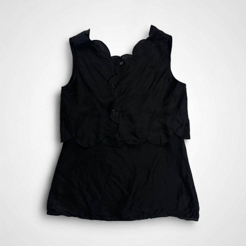 DES PRES デ プレ / シルクハブタエ スカラップブラウス 参考定価：36,000+tax SIZE：FREE