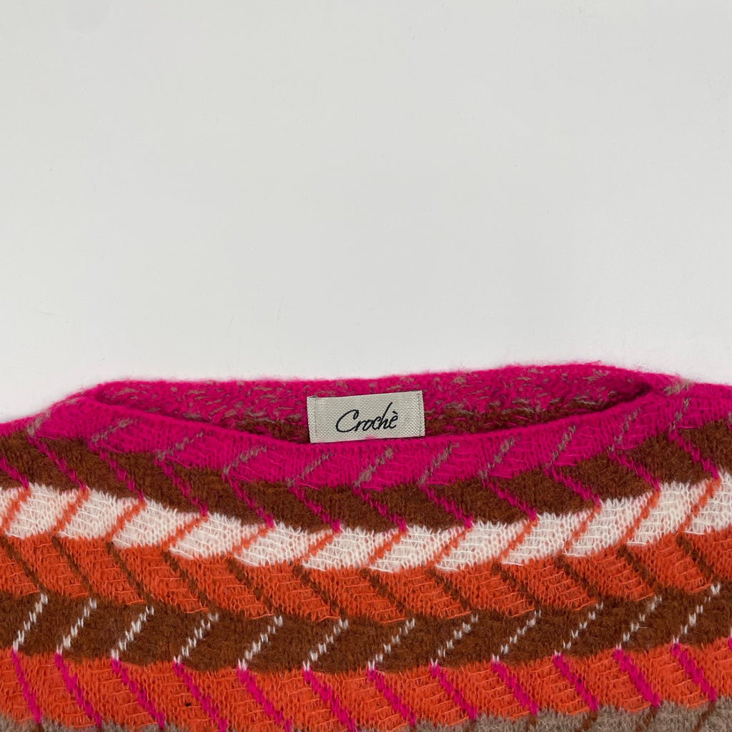 Croche クロシェ / ユーロマルチボーダーニット LAURA PATRIZIA MADE IN ITALY SIZE:L程度