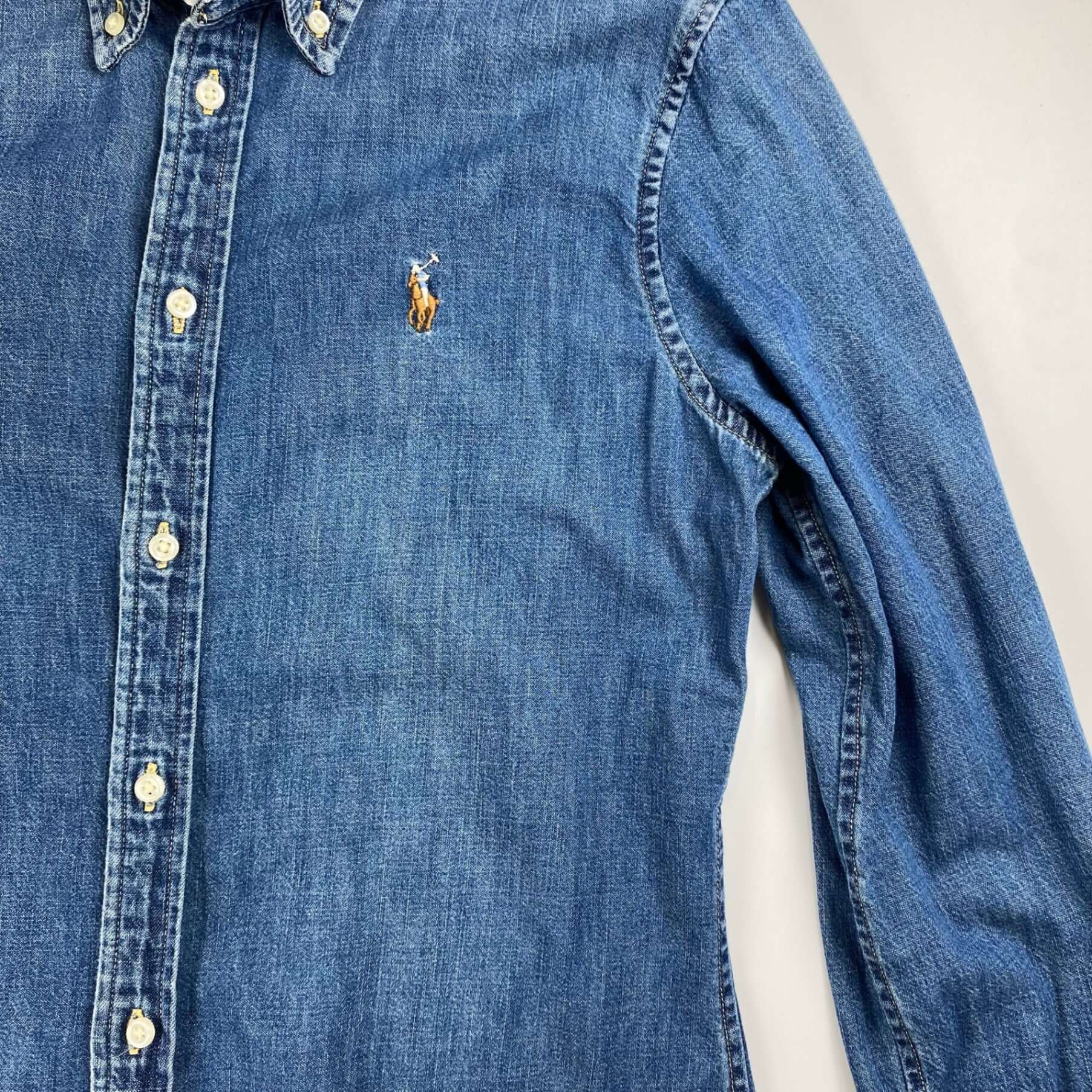 【美品】 RALPH LAUREN ラルフローレン / デニムシャツワンピース ボタンダウン SIZE:M