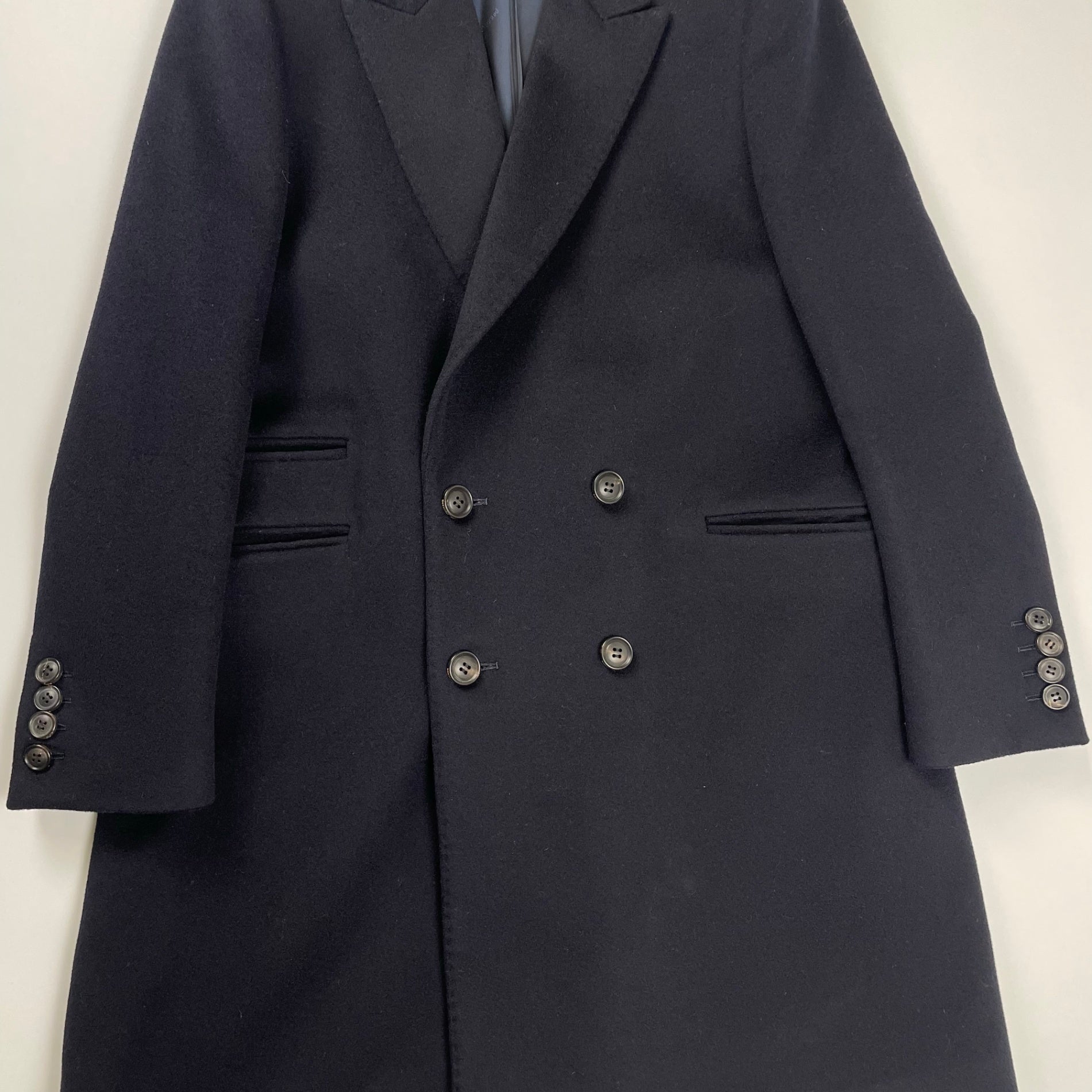 beautiful people × Loro Piana ビューティフル ピープル ロロピアーナ / カシミヤMIXチェスターコート ダークネイビー 参考定価：105,000+tax SIZE:130(XS-S)